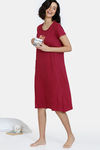 Zivame Looney Tunes Knit Cotton Mid Length Nightdress - Beet Red — thumbnail 4